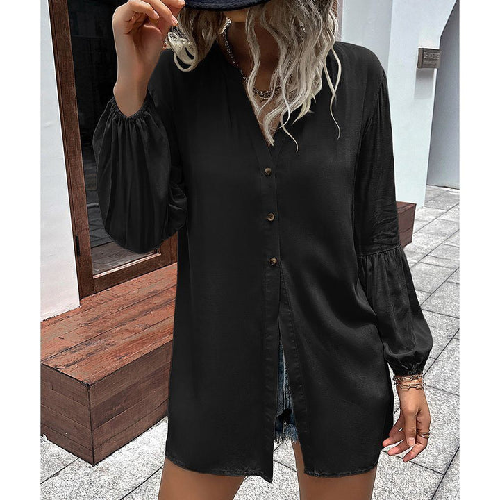 Winter New Euro-American Shirt Dress, Loose, Single-breasted.