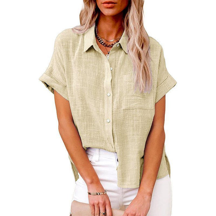 Shirt With Cotton And Linen Pockets And Short Sleeves - Jointcorp