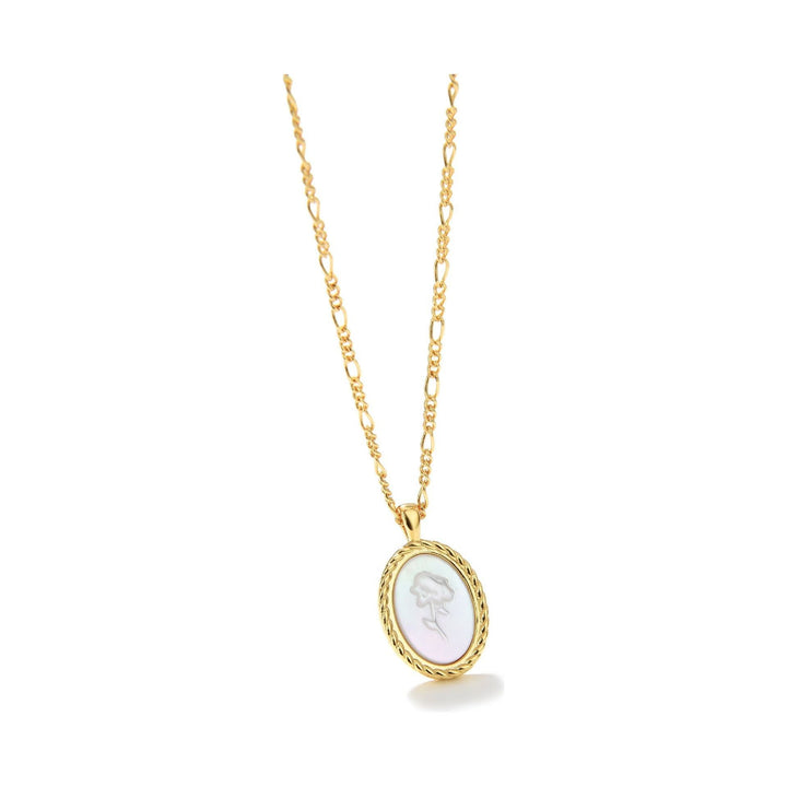 S925 Silver Plated Oval Embossed Rose Necklace - Jointcorp