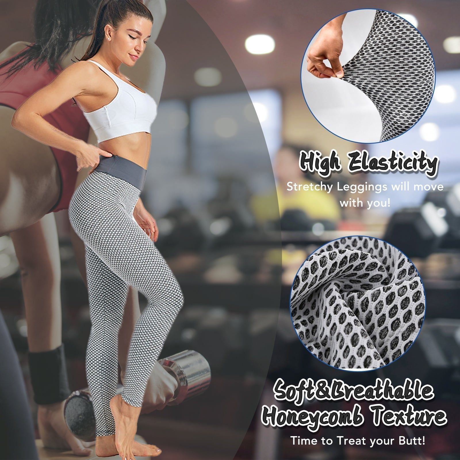 TIK Tok Leggings Women Butt Lifting Workout Tights Plus Size Sports High Waist Yoga Pants Light Grey - Jointcorp