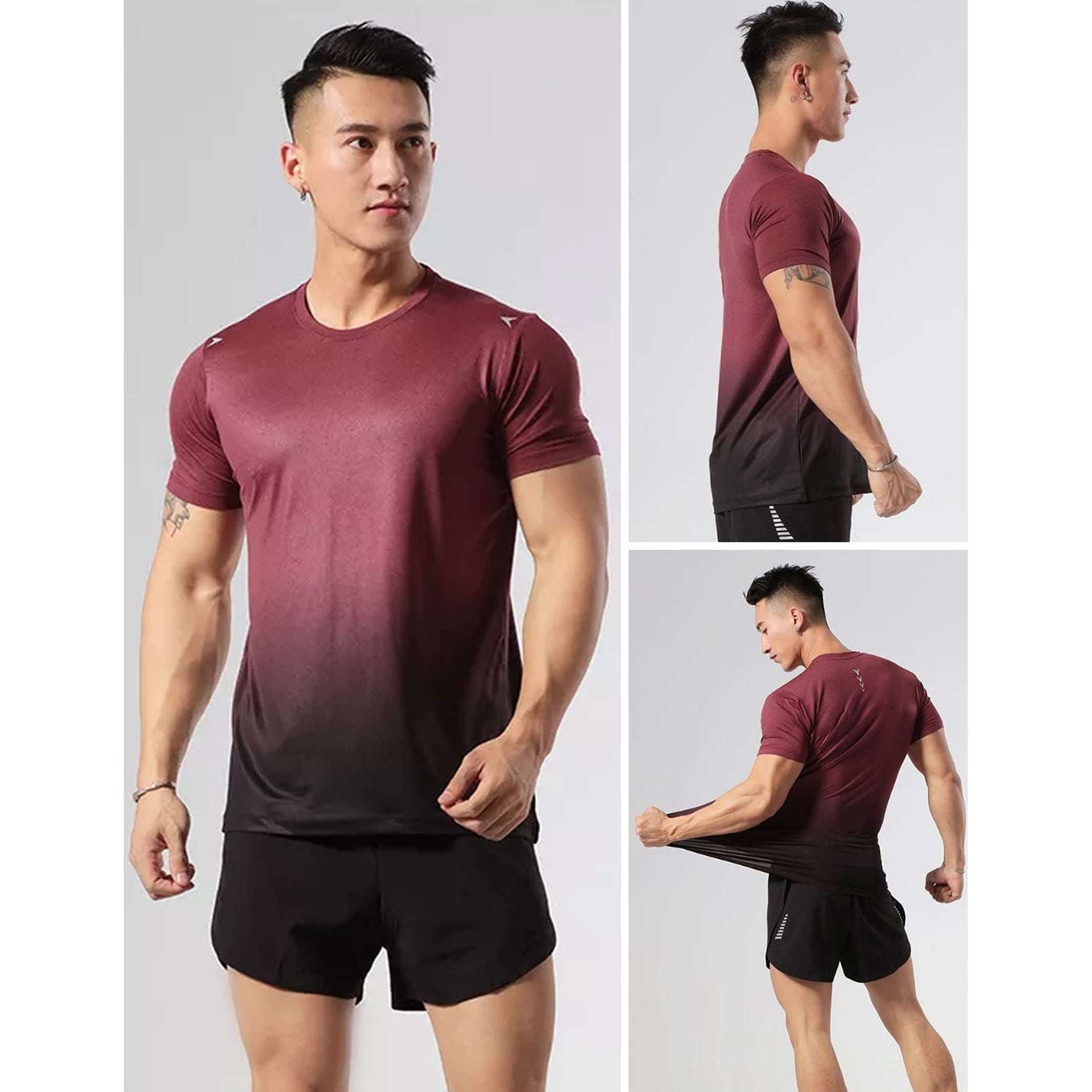 5 Pack Men’s Active Quick Dry Crew Neck T Shirts | Athletic Running Gym Workout Short Sleeve Tee Tops Bulk