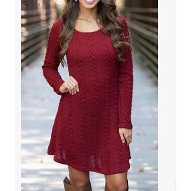 Women Causal  Short Sweater Dress Female Autumn Winter White Long Sleeve Loose knitted Sweaters Dresses - Jointcorp