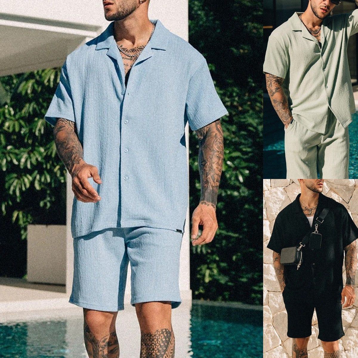 Men's Street Printing T-shirt Summer Short Sleeve Suit - Jointcorp