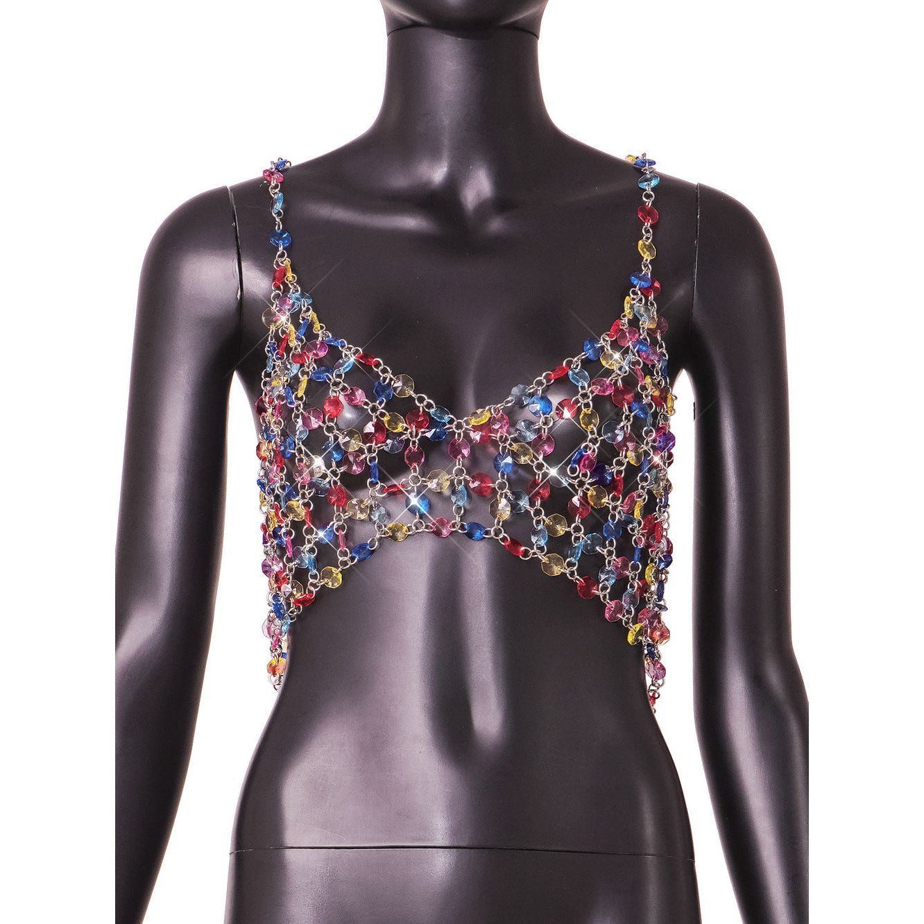 Fashion Color Gem Stitching Vest