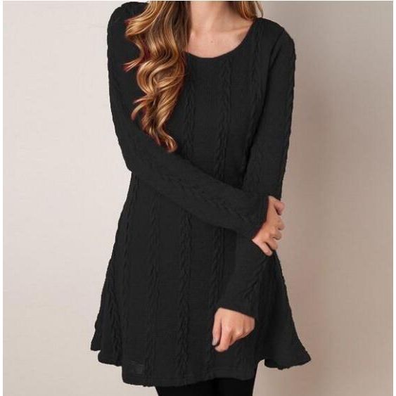 Women Causal  Short Sweater Dress Female Autumn Winter White Long Sleeve Loose knitted Sweaters Dresses - Jointcorp