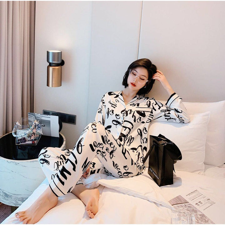 Printed pajamas spring and autumn simulation silk - Jointcorp