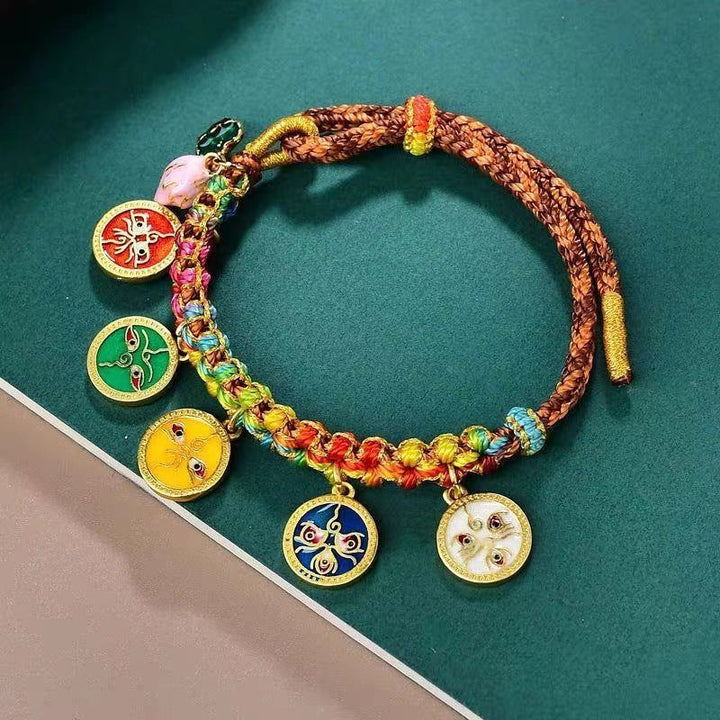Tibetan Style Carrying Strap Hand-woven Colorful Ropes Five Gods Of Wealth Ethnic Peach Blossom Knot - Jointcorp