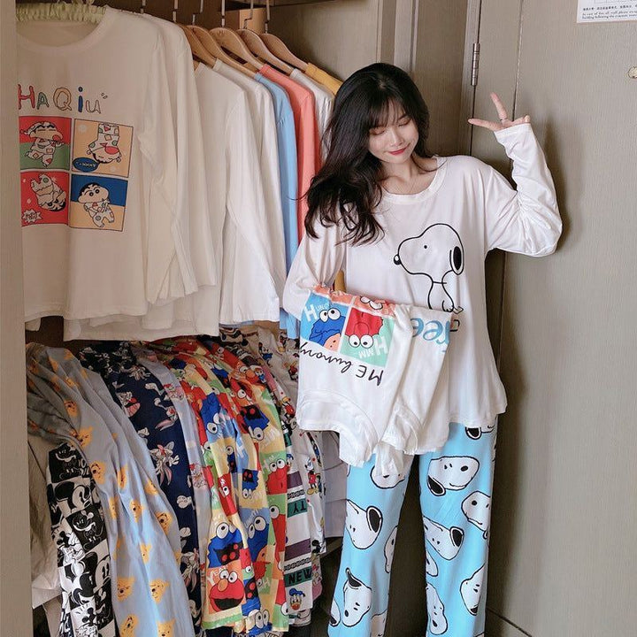 Pajamas Women Spring And Autumn Long-sleeved Trousers Cartoon - Jointcorp