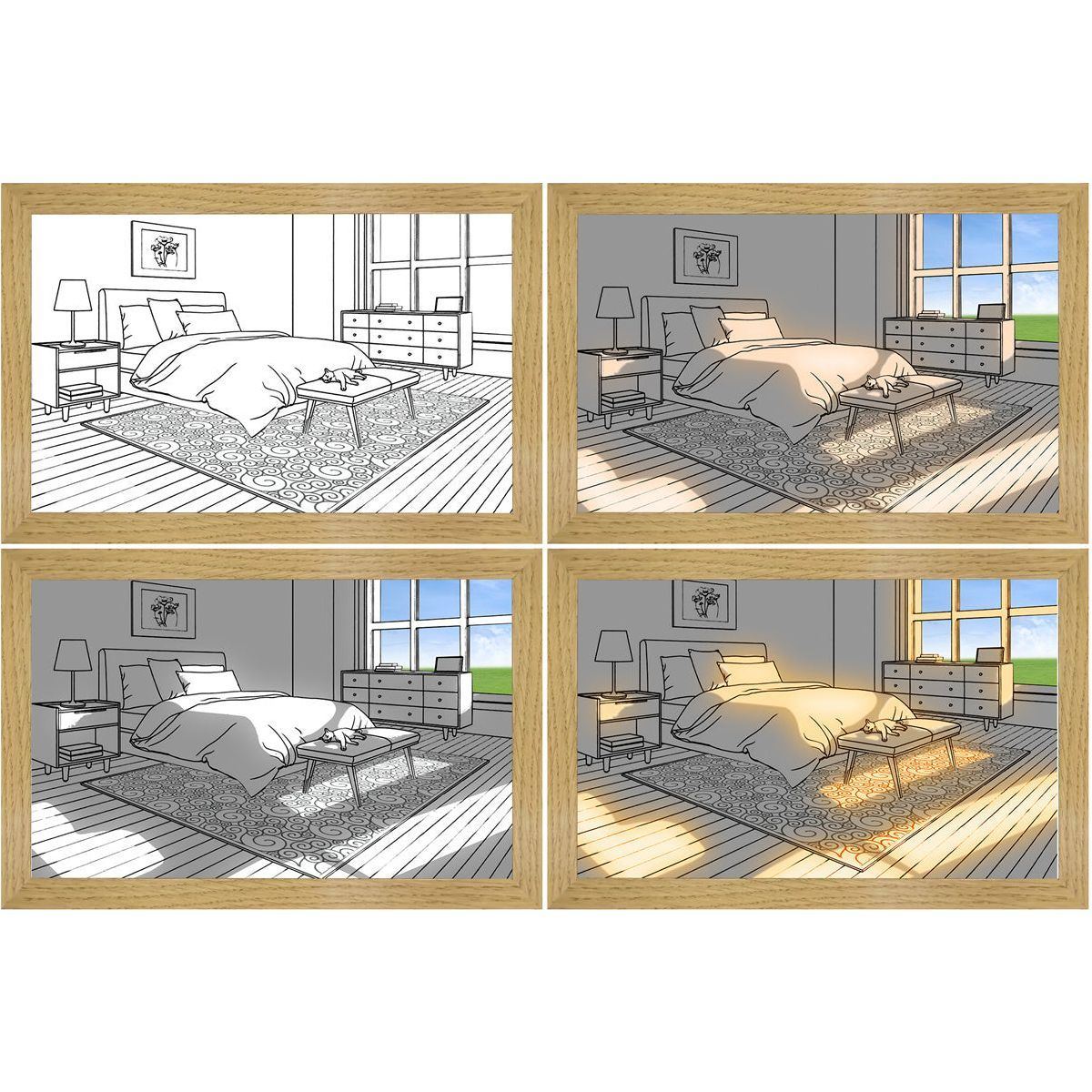 Illuminated Picture LED Decorative Light Painting Bedside Picture Style Creative Modern Simulate Sunshine Drawing Night Light Gift