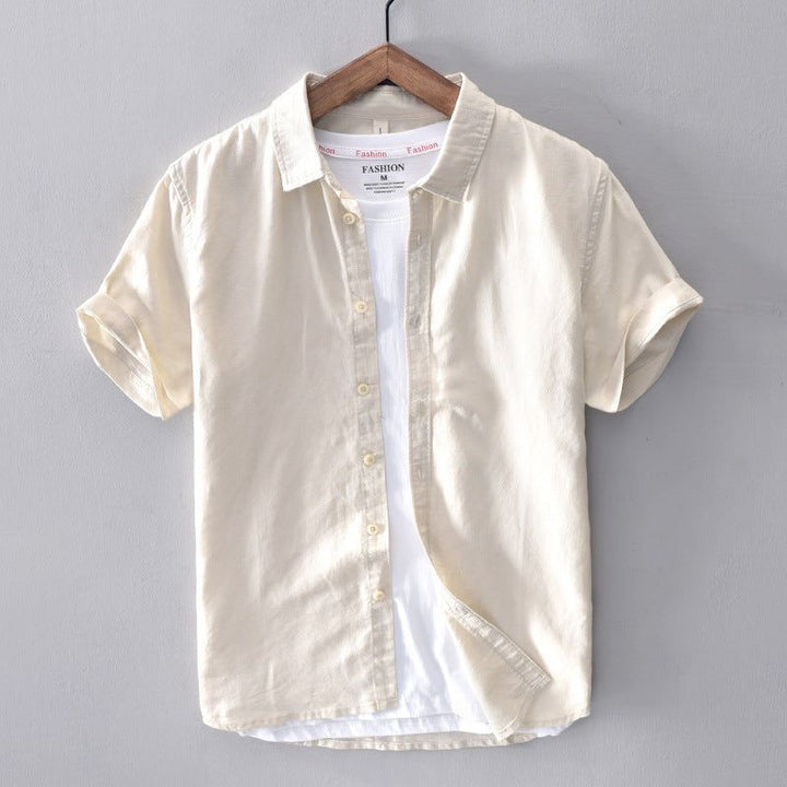 Men's Casual Cotton And Linen Short Sleeve Shirt - Jointcorp