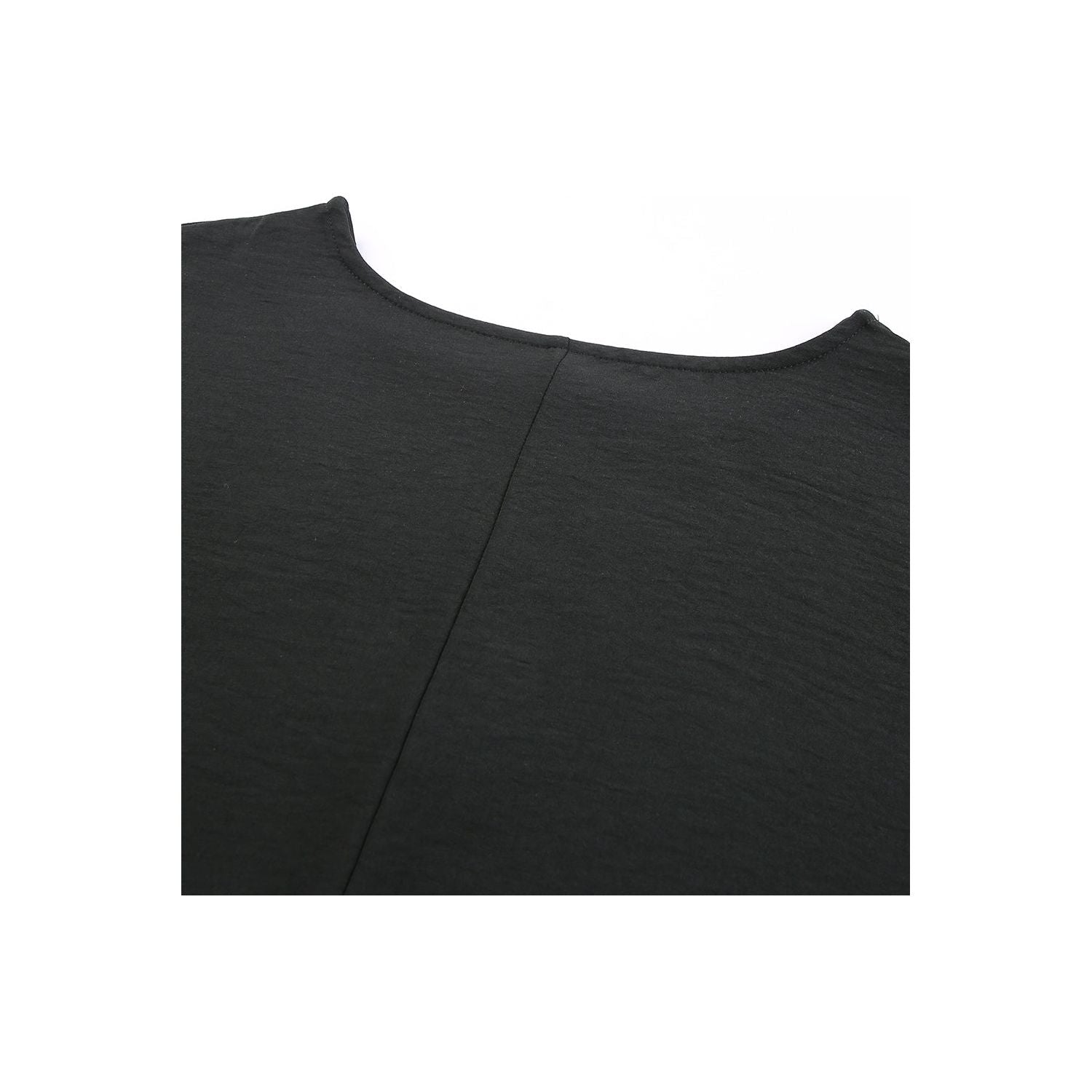 White Plain & Casual Shirred Cuffs Half Sleeve Top