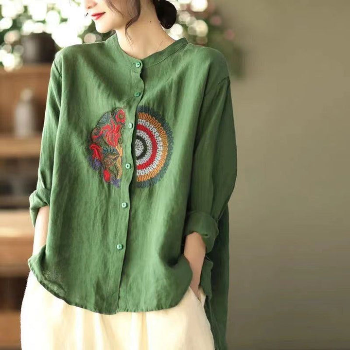 Casual Large Size Literary Cotton Hemp Long Sleeve T-shirt - Jointcorp