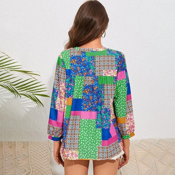 Printed Fashion Simple Loose Long Sleeves Chiffon Shirt - Jointcorp