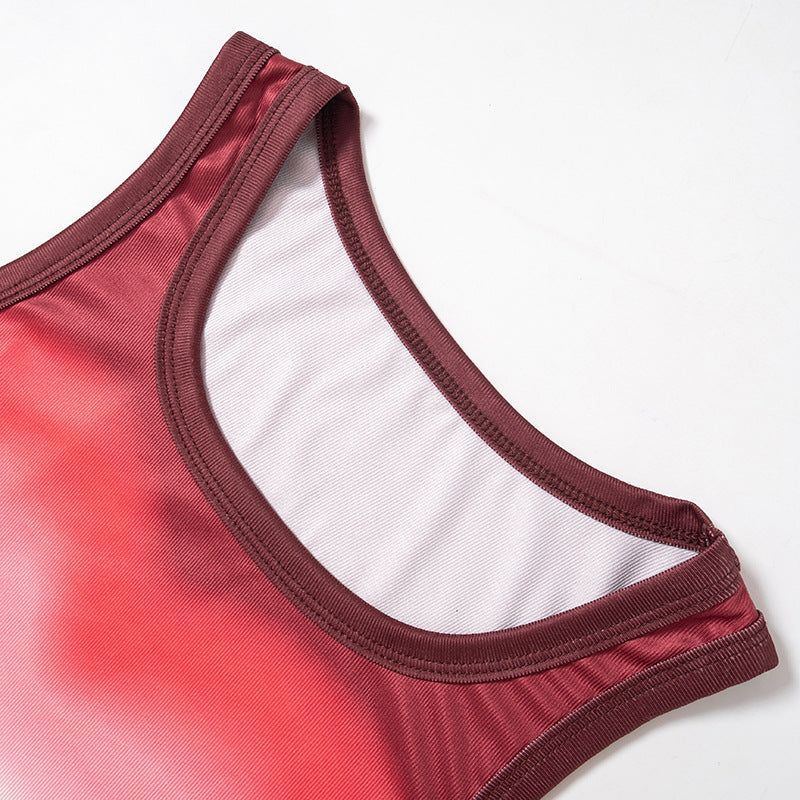 Hot Girl Heart Printing Sleeveless Vest Bare Midriff Slim Fit All-matching Sleeveless Shirt