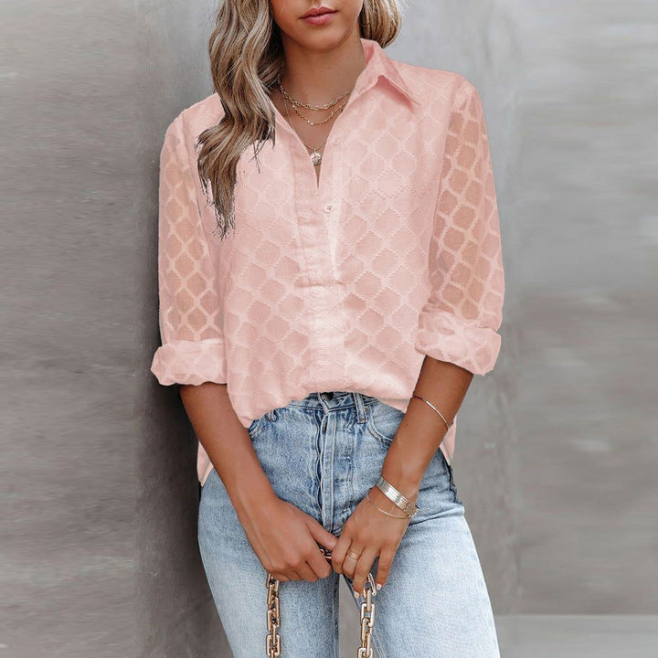 Tulle Long Sleeved Lace Shirt Women's Loose Top - Jointcorp