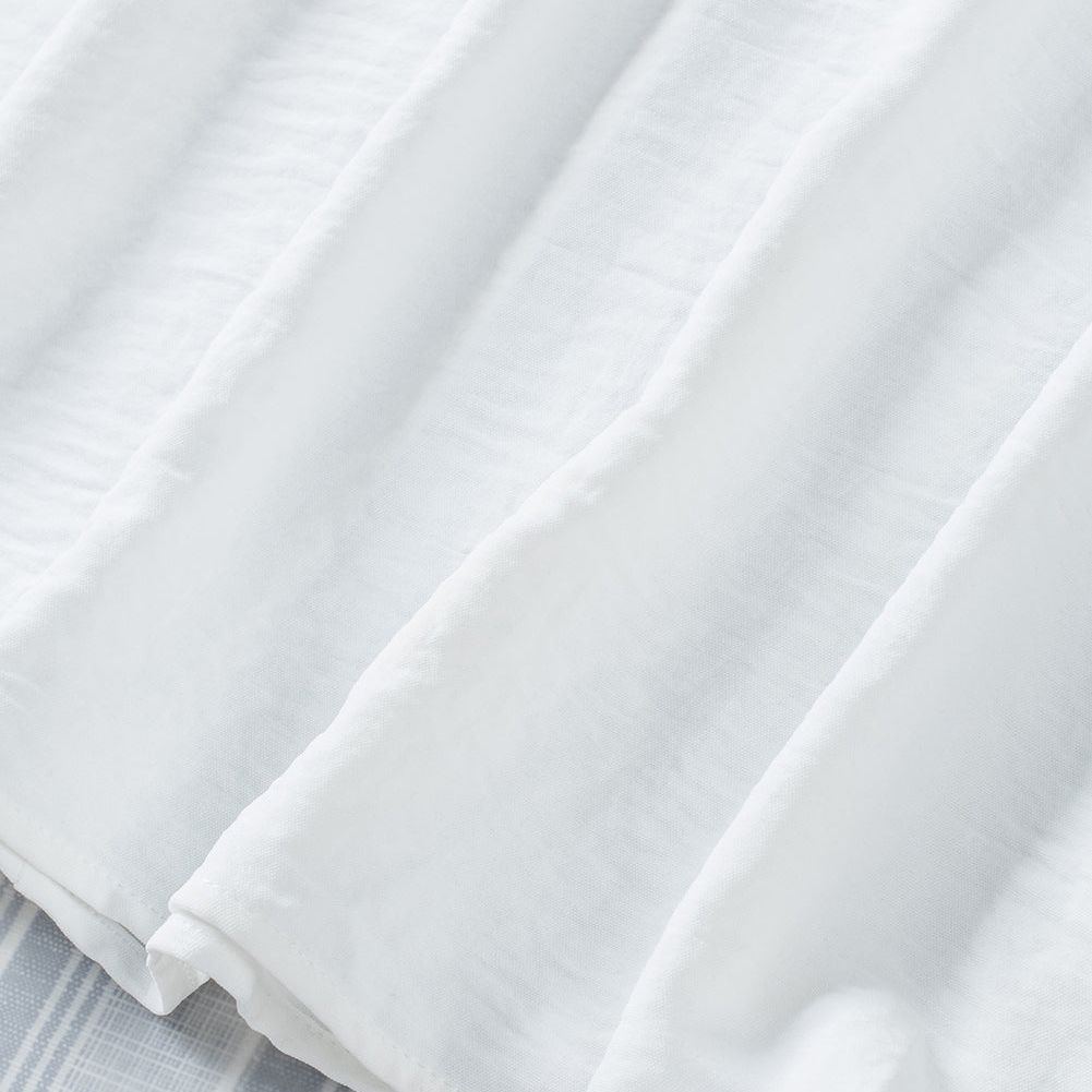 White Plain & Casual Shirred Cuffs Half Sleeve Top