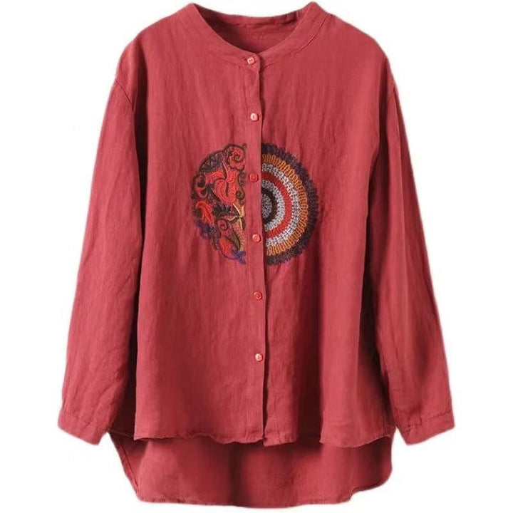 Casual Large Size Literary Cotton Hemp Long Sleeve T-shirt - Jointcorp
