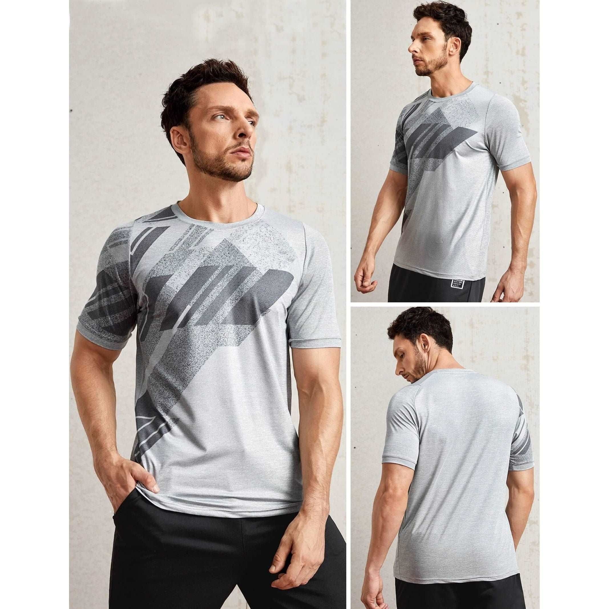 5 Pack Men’s Active Quick Dry Crew Neck T Shirts | Athletic Running Gym Workout Short Sleeve Tee Tops Bulk