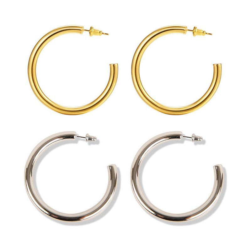 European And American Stylish Round Stainless Steel Earrings - Jointcorp
