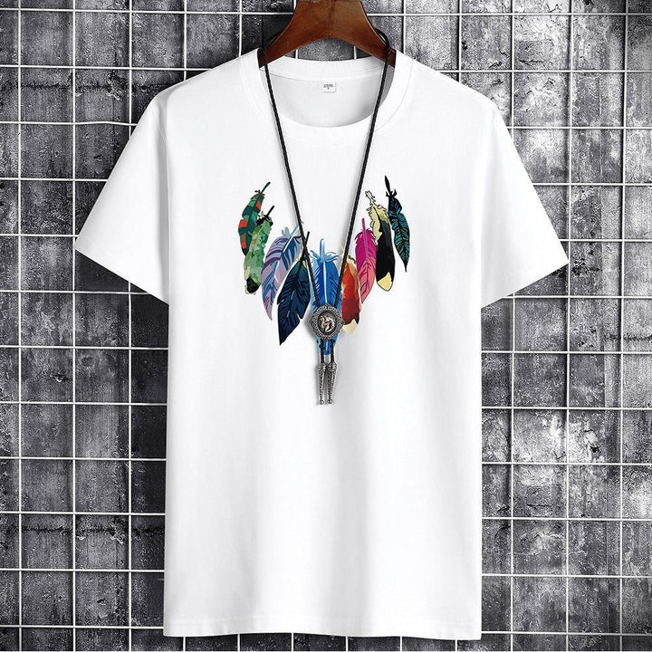 Men's Short-sleeved T-shirt Inner Loose Solid Color White Half Sleeve T-shirt Plus Size Men's Clothing - Jointcorp