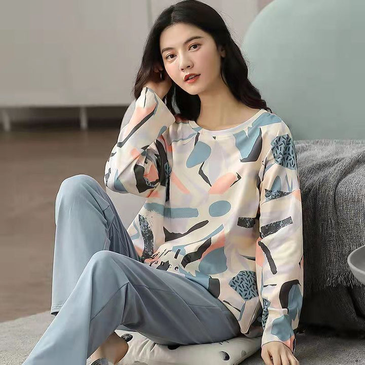 Pajamas Set Women Cute Cartoon Print Sleepwear 2 Piece Lounge Sets - Jointcorp