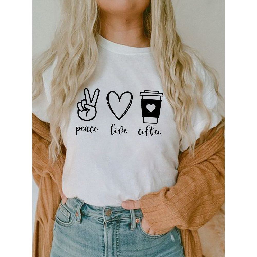 Women's Short-sleeved T-shirt Fashion Printed E Bottoming Shirt