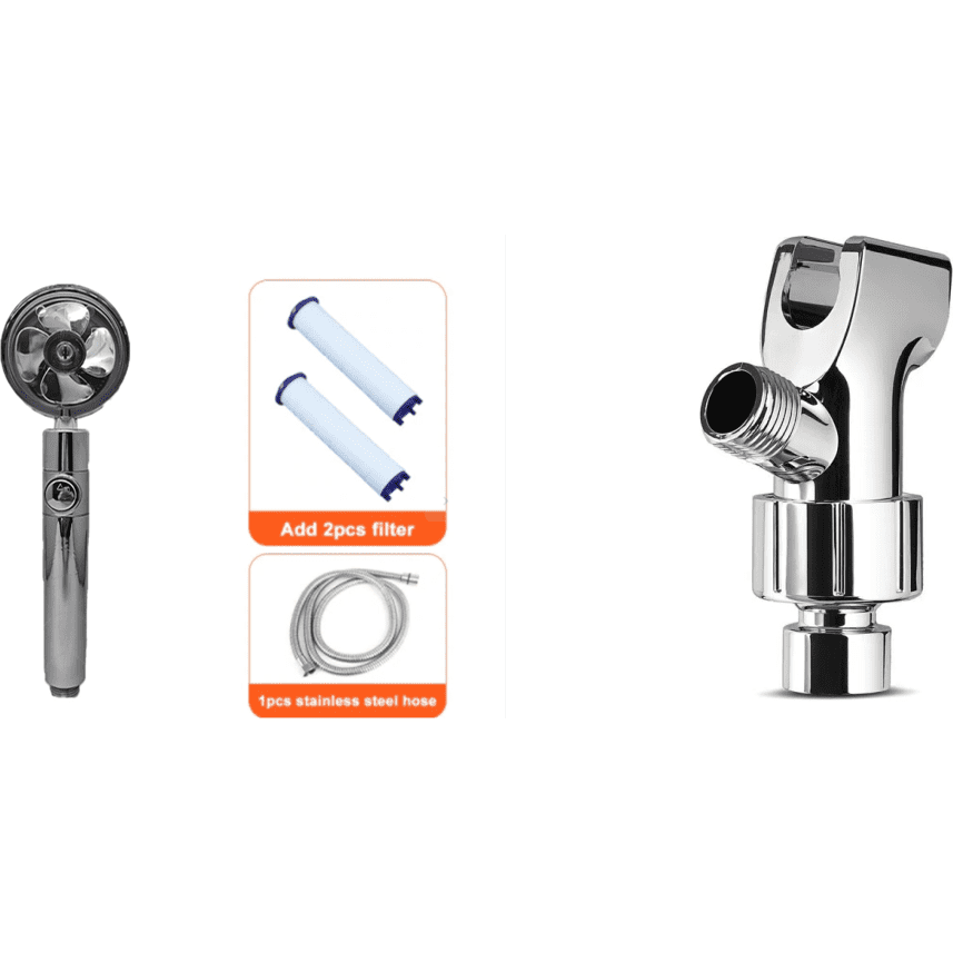 Shower Head Water Saving Flow 360 Degrees Rotating With Small Fan ABS Rain High Pressure Spray Nozzle Bathroom Accessories