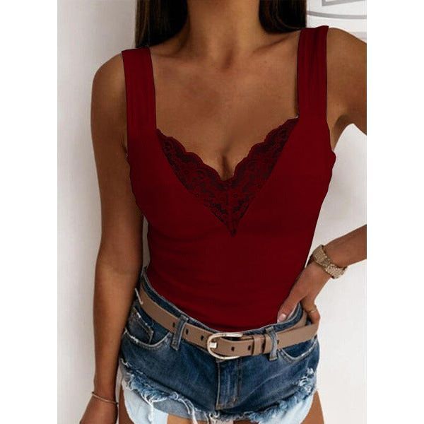 European And American Plus Size Fashion Casual Sexy Suspenders Lace Vest - Jointcorp