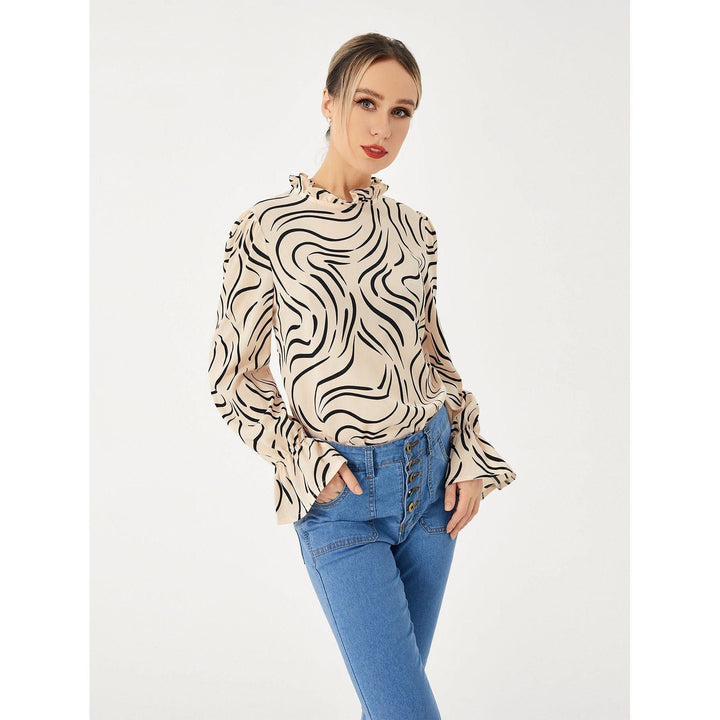 Ladies Graphic Casual Balloon Sleeve Shirt