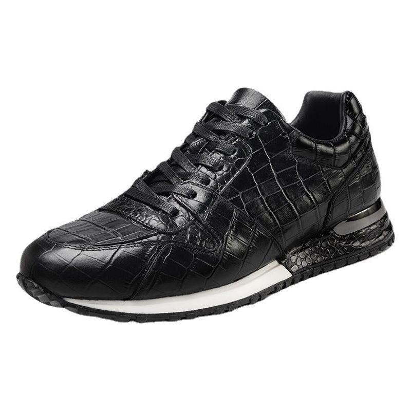 Crocodile Pattern Light Luxury Sports Versatile Elevated Leather Shoes