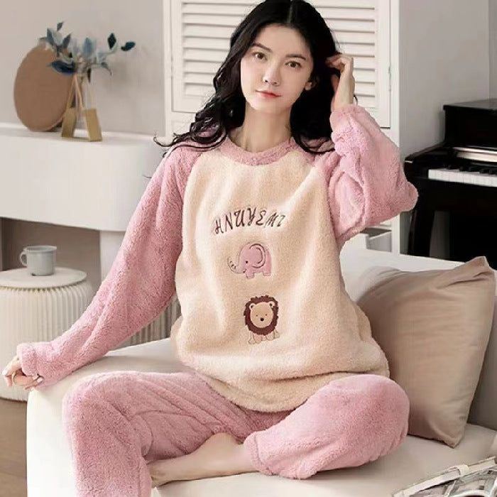 Flannel Women Pajamas Sets Sleepwear Home - Jointcorp