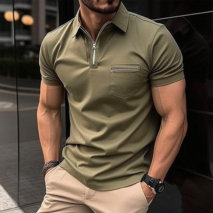 Men's Sports Polo Shirt With Zipper Pocket - Jointcorp
