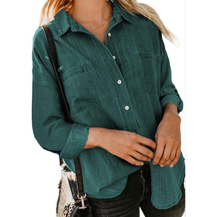 Women's Denim Coat Loose Double Pocket Long Sleeve Casual Shirt - Jointcorp