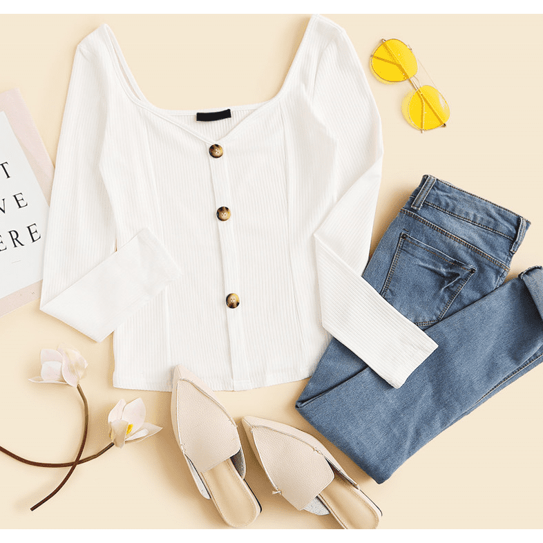 White Office Lady V Neck Pullovers Workwear Women Tshirt Top