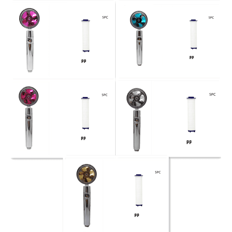 Shower Head Water Saving Flow 360 Degrees Rotating With Small Fan ABS Rain High Pressure Spray Nozzle Bathroom Accessories