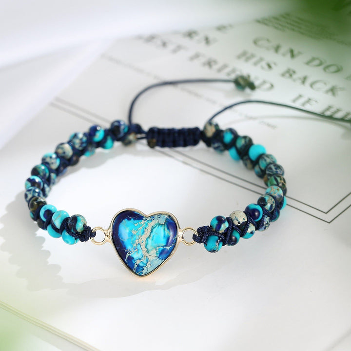 Hand-woven Double-layer Emperor Stone Winding Heart Shaped Bracelet - Jointcorp