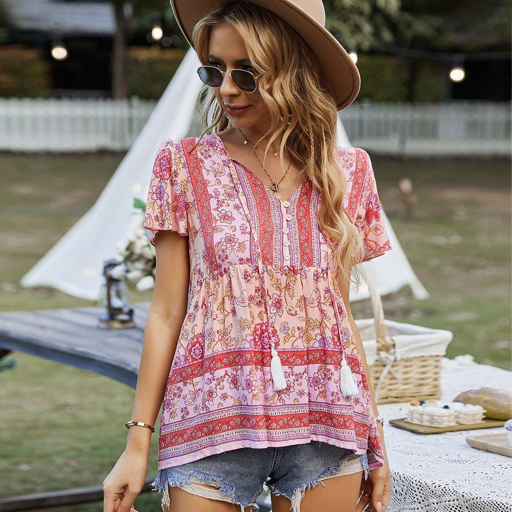 Fashion Women's Wear Bohemian Casual Vacation Style Top - Jointcorp
