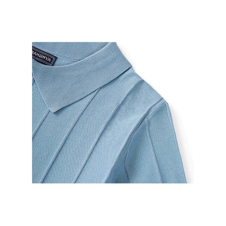Men's Temperament Pure Color Sweater Lapel Short Sleeve - Jointcorp