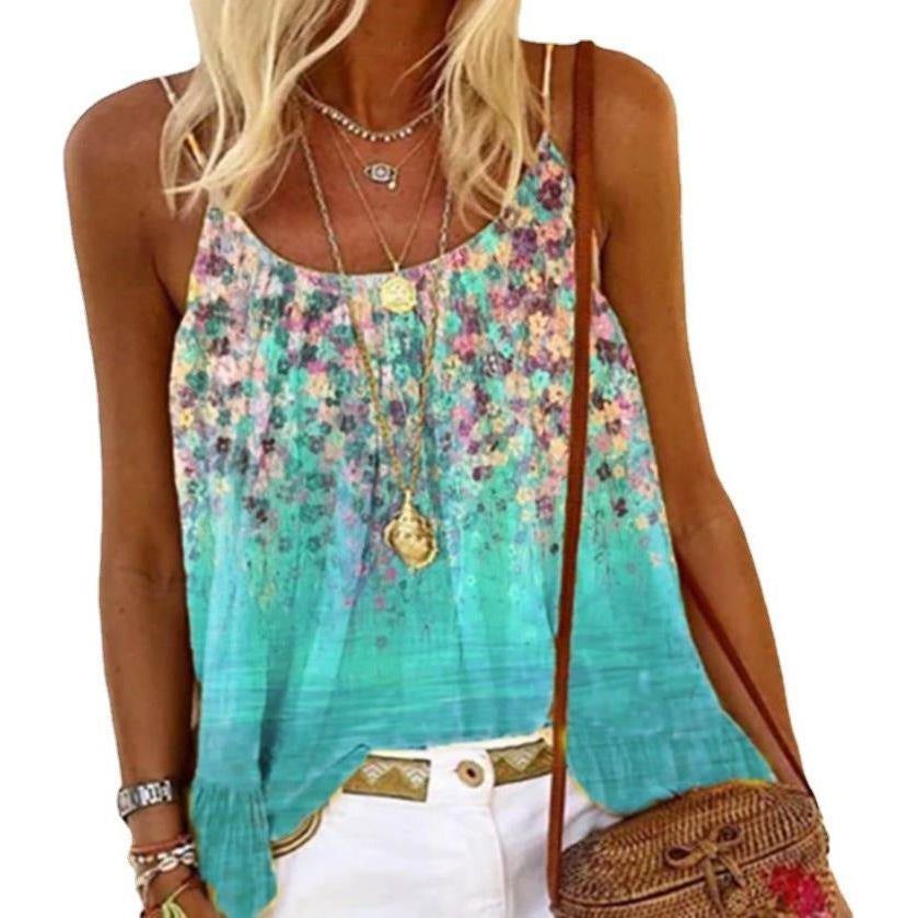 New Printing Loose Cotton Women's Suspender Vest