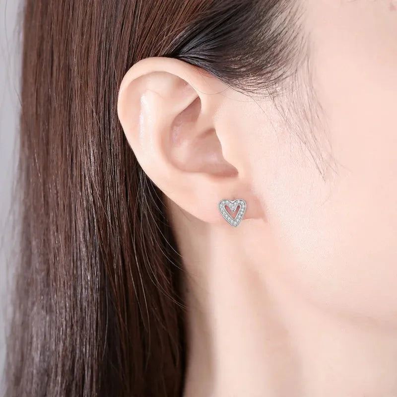 Original 925 Sterling Silver Earrings 2023 Stud Hoop Crystal Earings For Women Rose Gold Crown Heart Infinity Bee Earing Jewelry