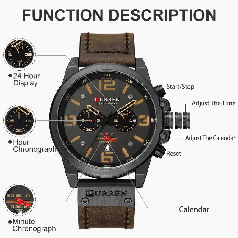 CURREN Watches Waterproof Sport for Mens