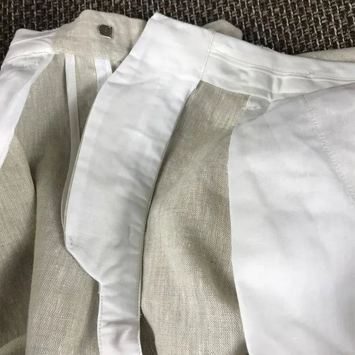 Italian retro Naples high waist casual pants men's summer Paris button pure linen pants slim trousers japanese fashion Oversize