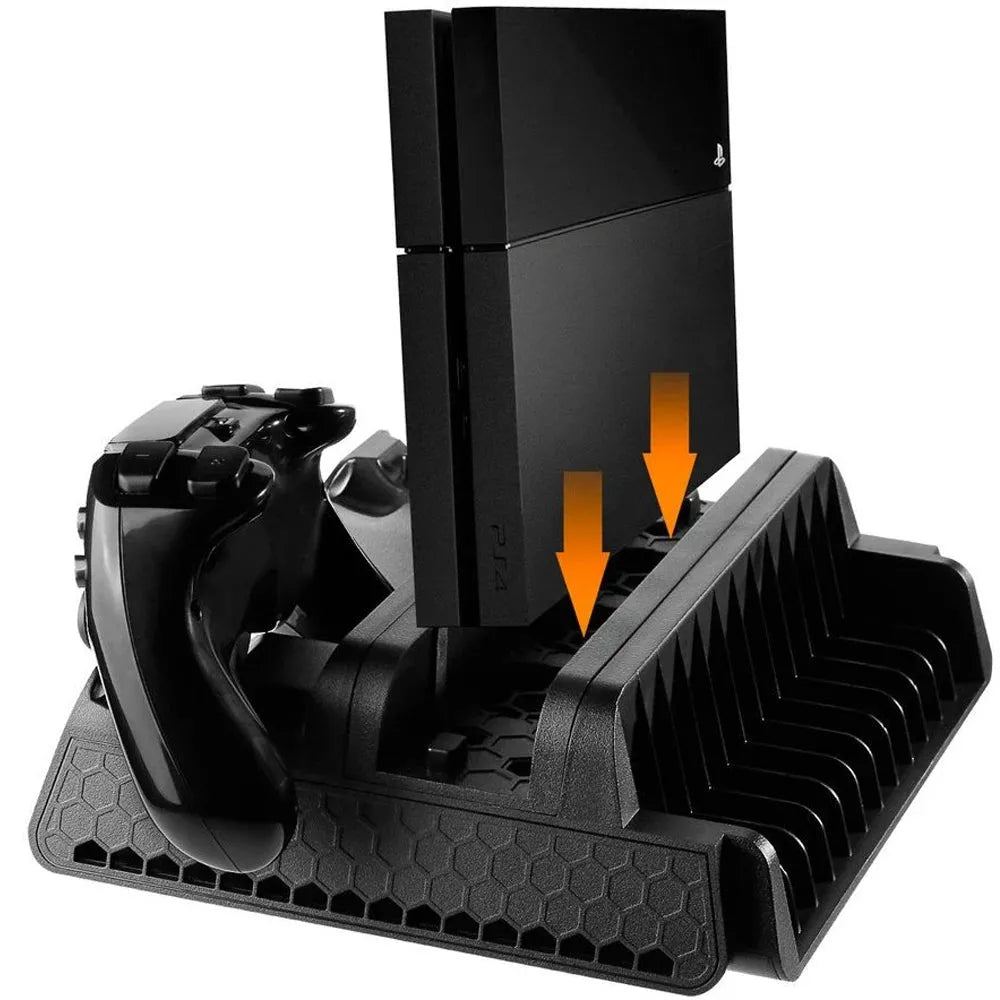 PS4/PS4 Slim/PS4 Pro Dual Controller Charger Console Vertical Cooling Stand Charging Station LED Fan For SONY Playstation 4/Pro
