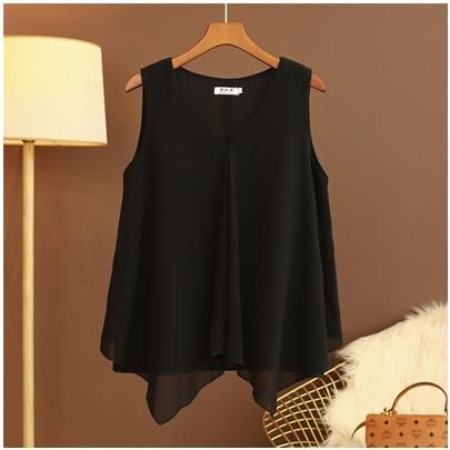 Women Chiffon Blouses Ladies Tops Loose Sleeveless V Neck Shirt Blusas Femininas Plus Size - Jointcorp
