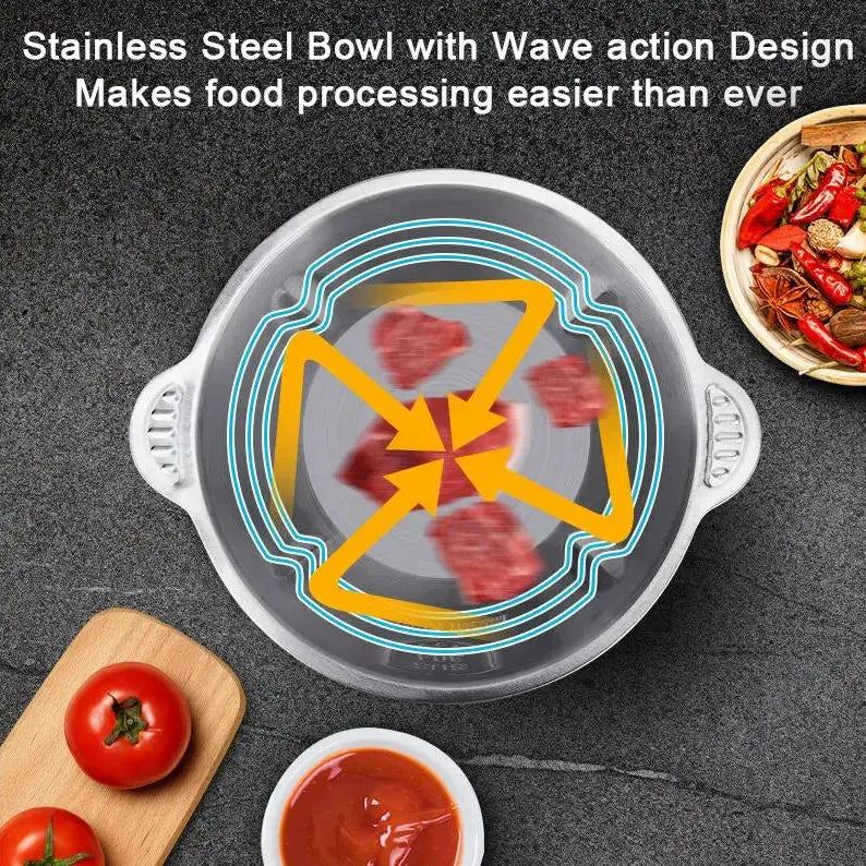 With Spare Knife 500W Stainless Electric  Chopper Meat Grinder Mincer baby Food Processor  2 Speed  2L Capacity