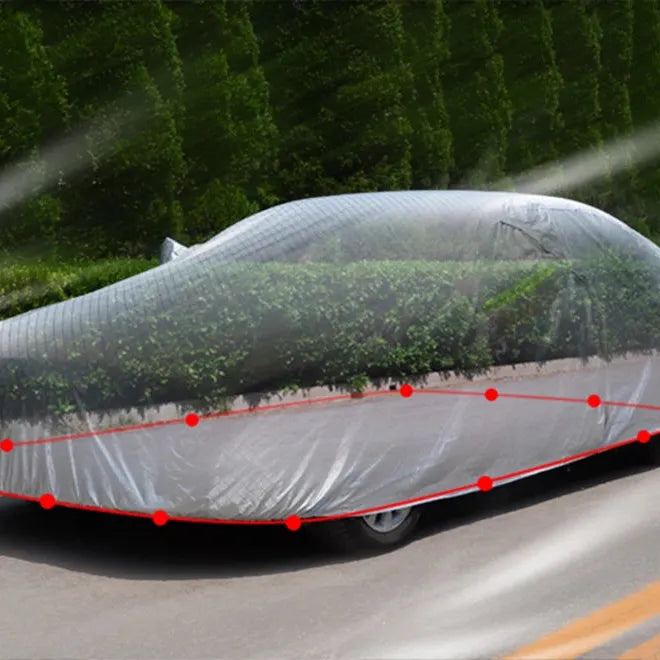 Universal Full Car Covers Winter Waterproof Snow Ice Dust Anti-UV Protection Wind Sunshade Cover For SUV SEDAN HATCHBACK Silver