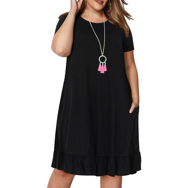 Dress for Woman dress Loose solid ruffles plus size women clothing - Jointcorp