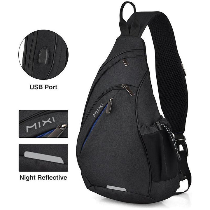Mixi Men One Shoulder Backpack men Sling Bag Crossbody USB Boys Cycling Sports Travel Versatile Fashion Bag Student School - Jointcorp