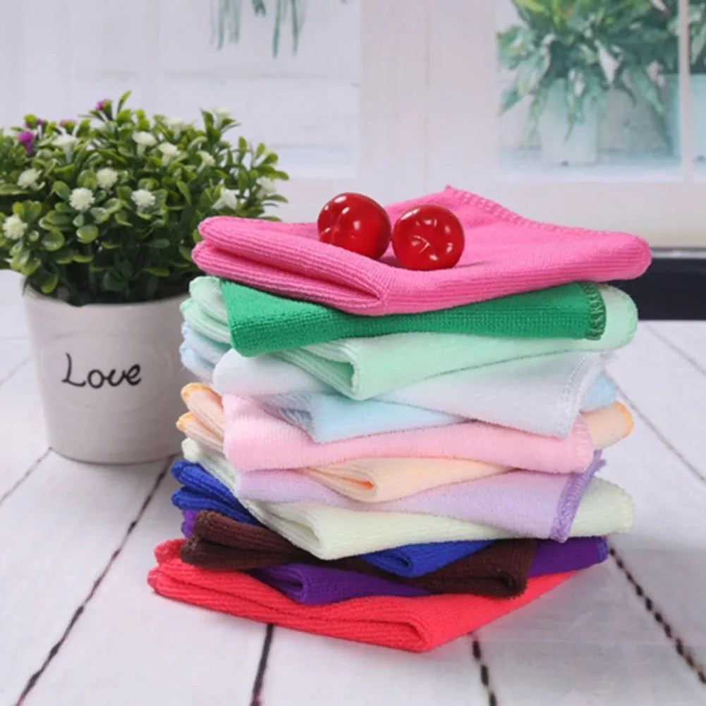 Random 5Pcs Microfibre Cleaning Cloth Towel Car Valeting Polishing Kitchen Duster Face/Hand Towel Wash (color random) Towel