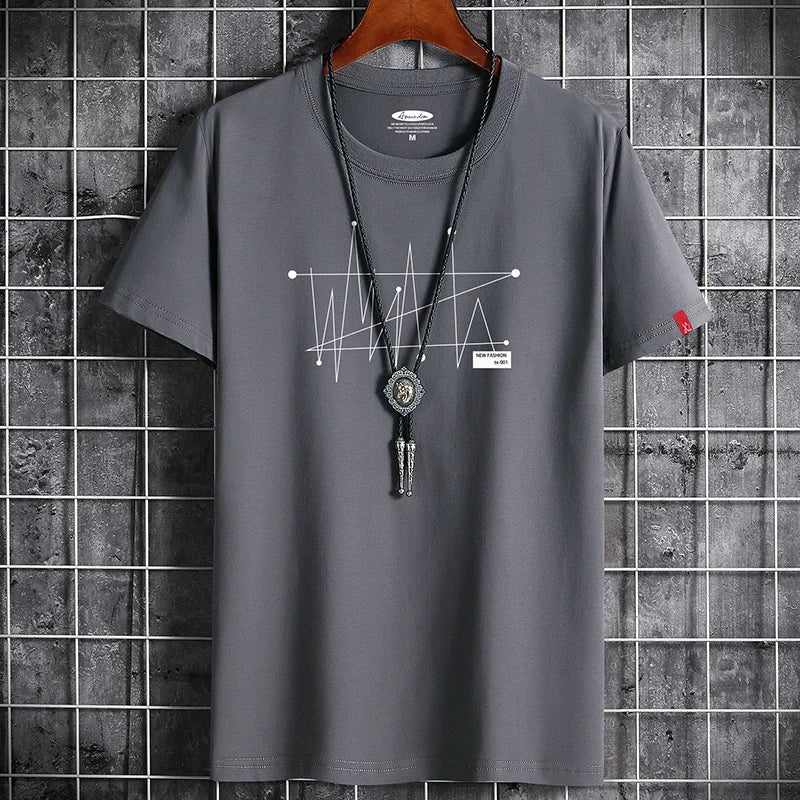 Manga S-6XL Oversize Men Loose Tee Tops 100% Cotton Fashion Goth Print Men's Short Sleeve T-shirt Summer New Male Casual Tshirt